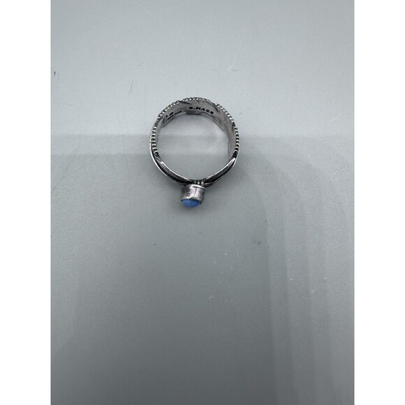 Native Navajo Sterling Silver Denim Lapis Feather Ring Size 8.25 H Mace - Picture 5 of 5